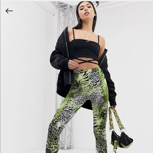 Mixed animal print leggings